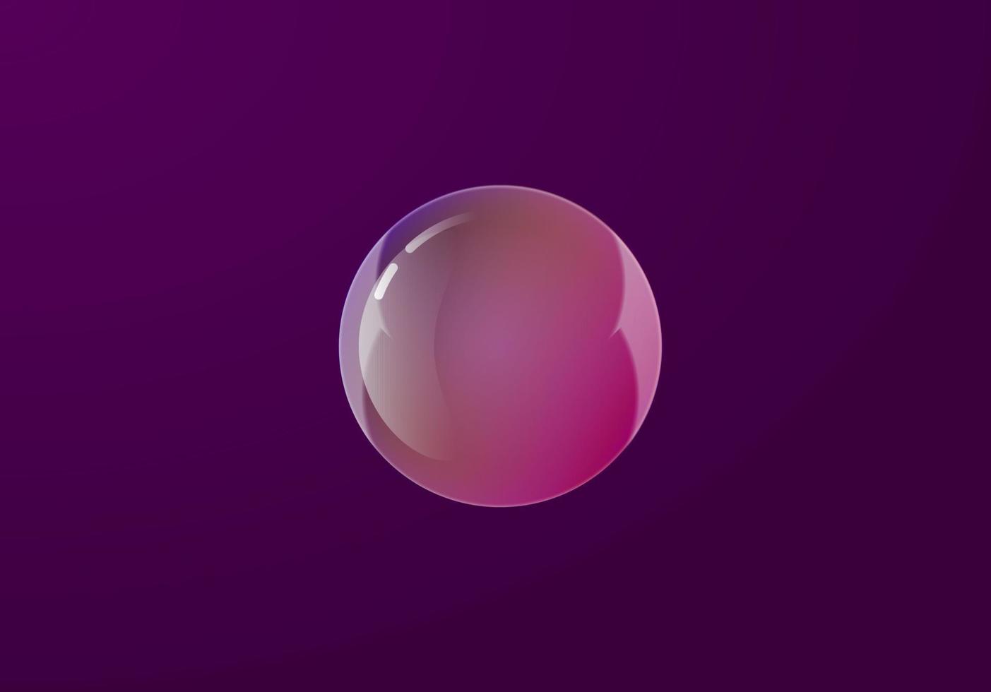 Transparent colorful soap bubble on a dark background. Realistic design element. Template for tag, banner or poster.Vector Illustration vector
