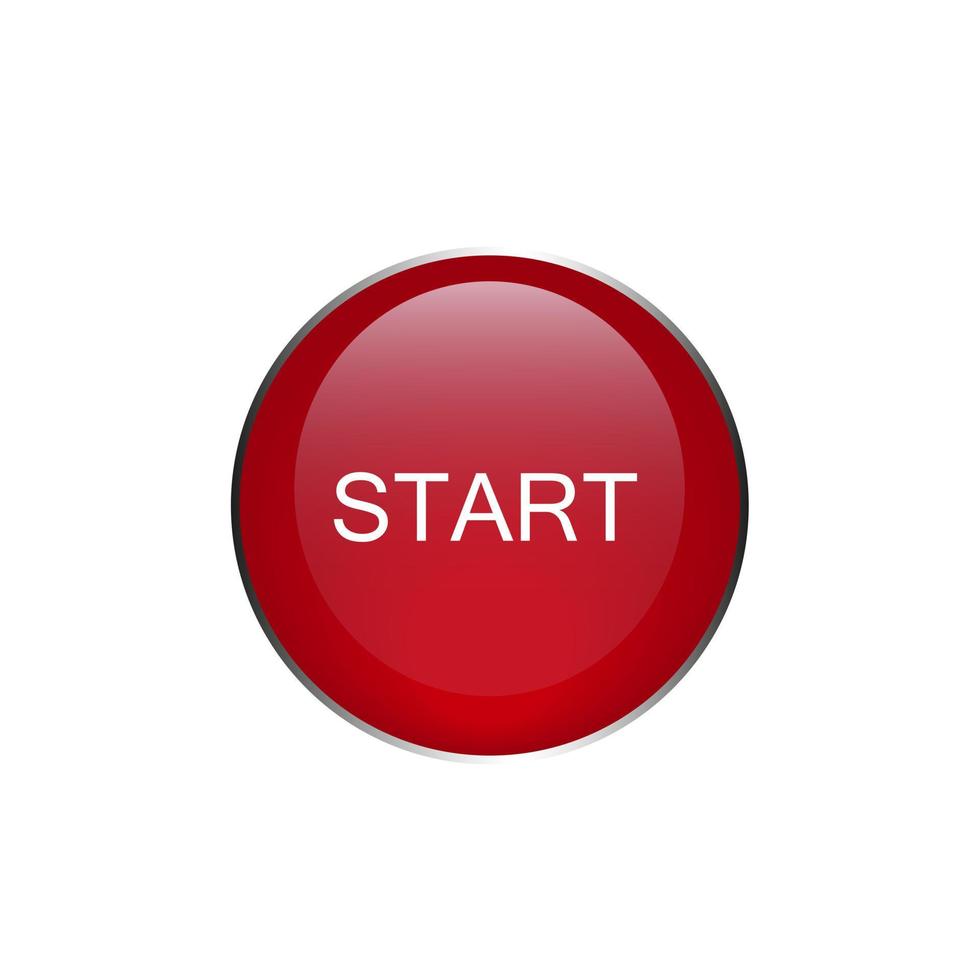 Start red button. Vector blank red glossy badge or web button.Vector illustration