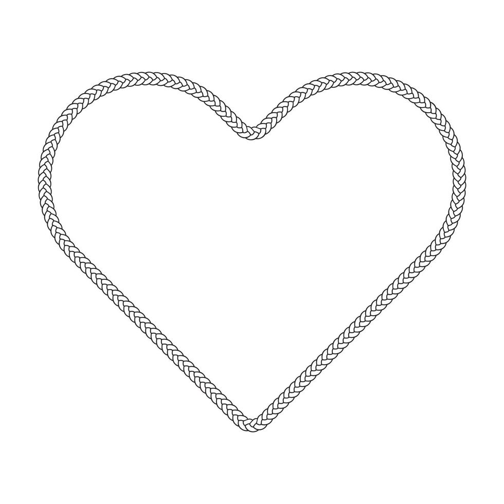 Ilustración de vector de marco de patrón de amor de corazón de borde de cuerda.