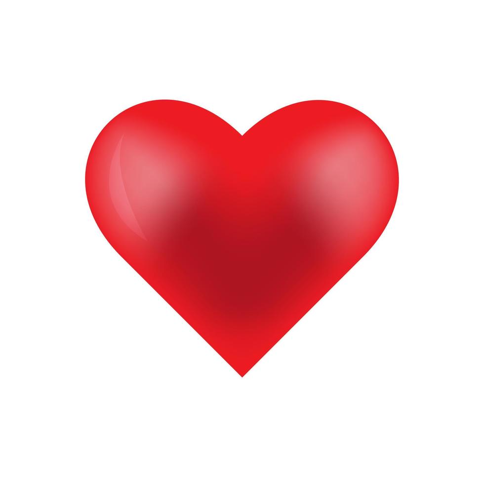 corazón rojo aislado sobre fondo blanco. símbolos de amor en forma para mujeres felices, madre, día de san valentín, tarjeta de felicitación de cumpleaños. ilustración vectorial vector