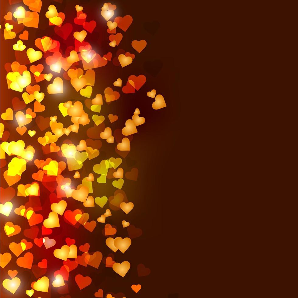 Valentines Day background of hearts falling. Greeting cards. Magical background with colorful hearts.  Stylish backdrop for you text.Vector Illustration vector