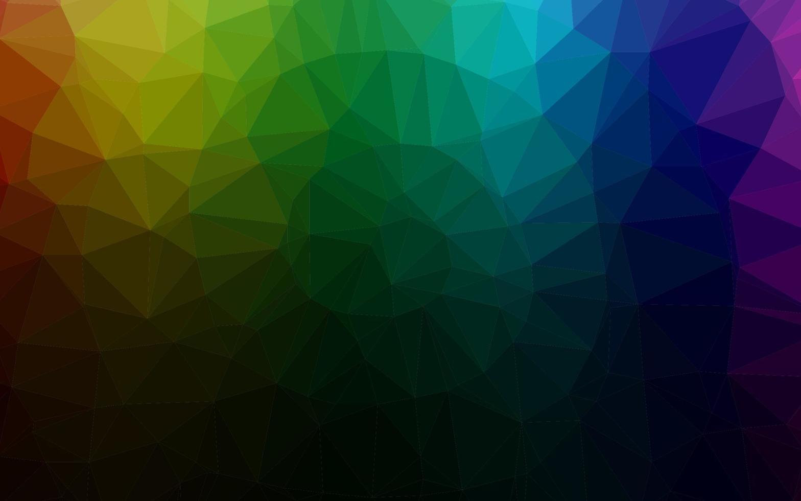 Fondo poligonal de vector multicolor, arco iris oscuro.