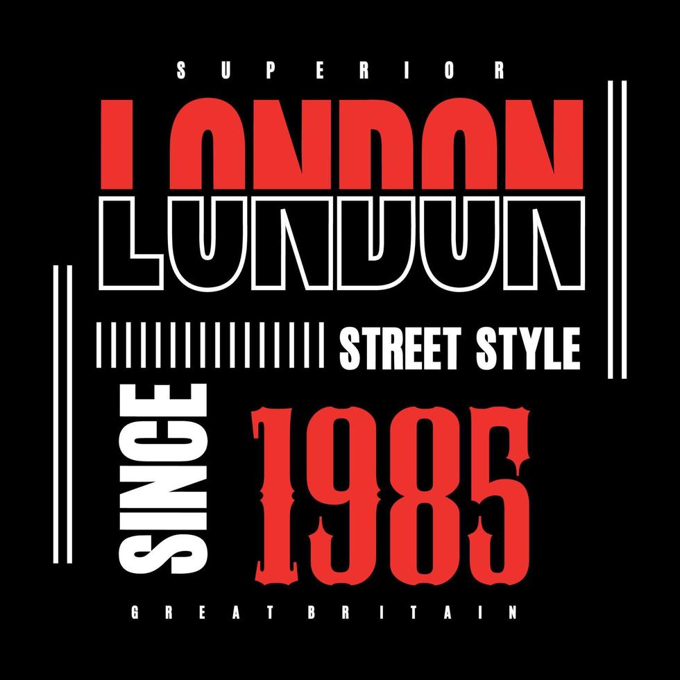 Ilustración de vector de impresión de camiseta de diseño de tipografía de Londres