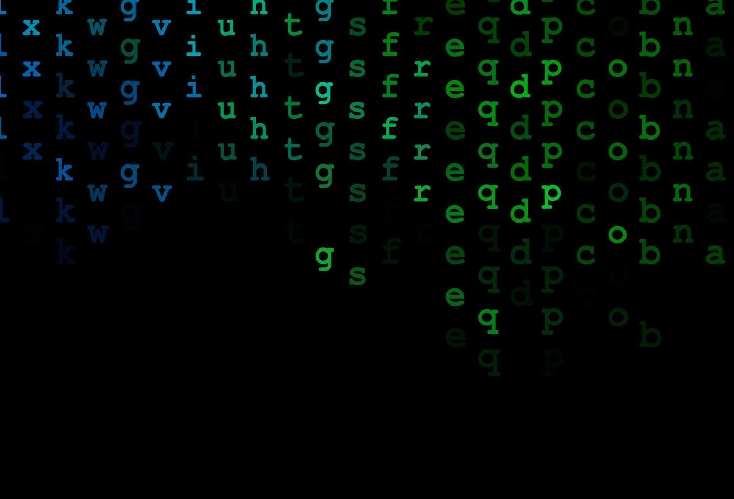 textura de vector azul oscuro, verde con caracteres abc.