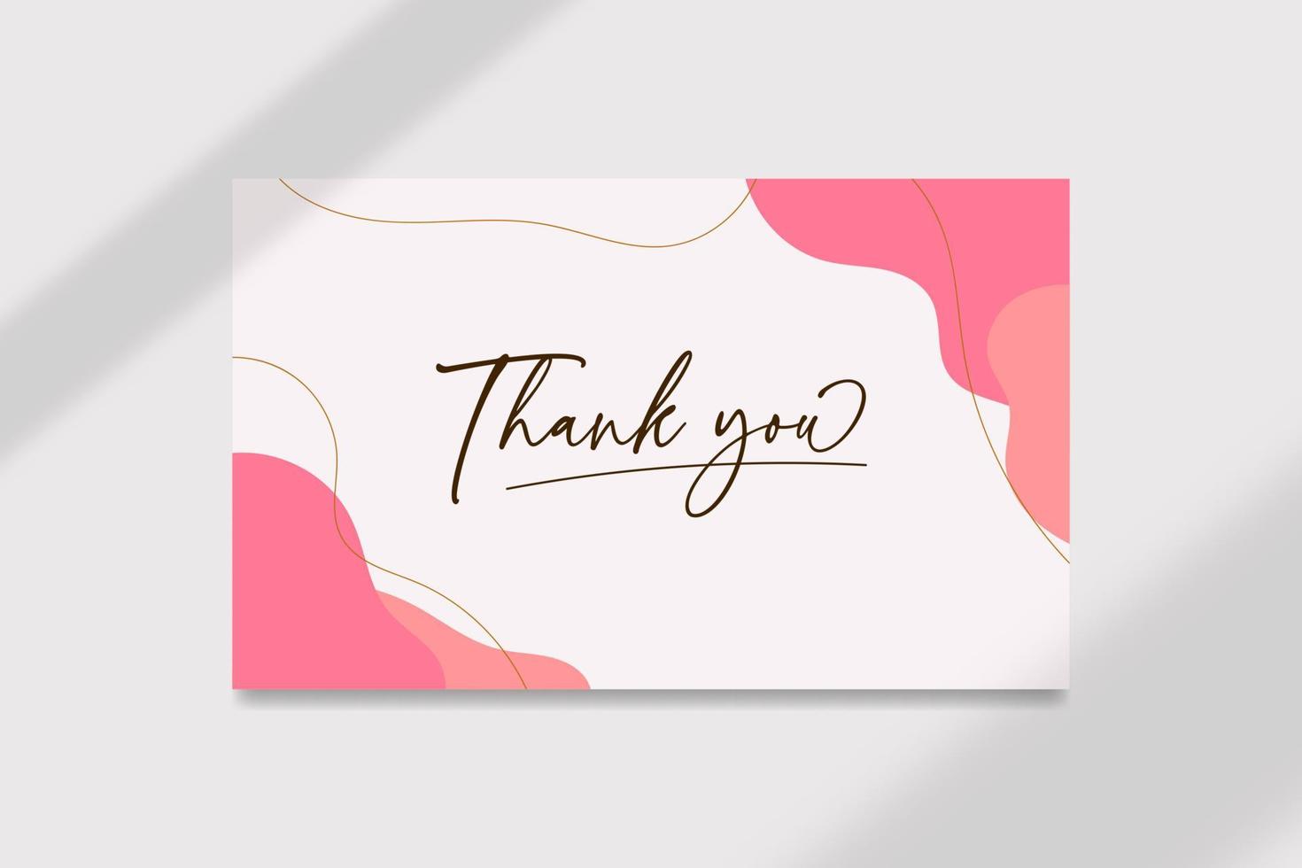 Abstract organic shape thank you wedding card template vector