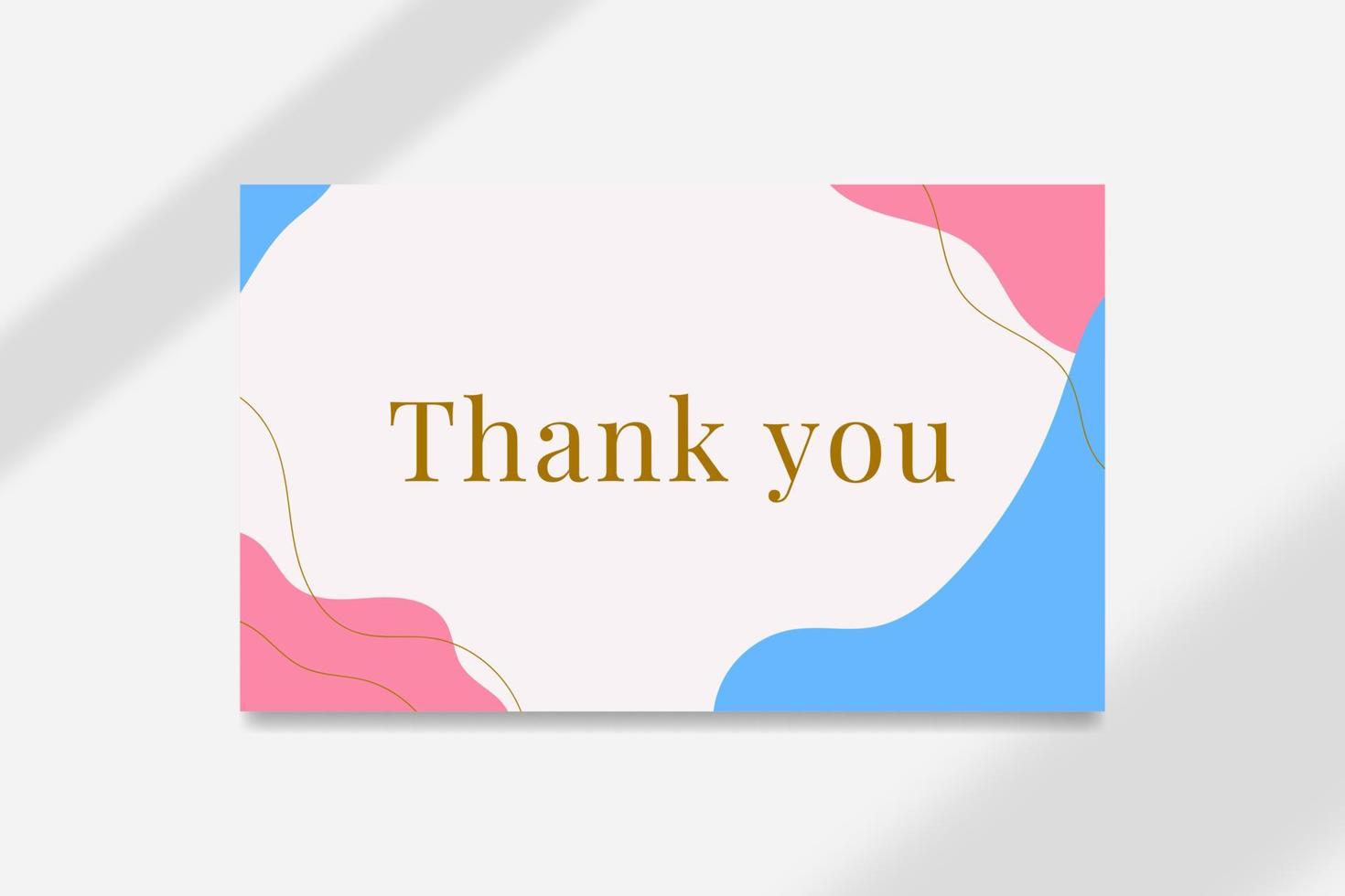 Abstract organic shape thank you wedding card template vector