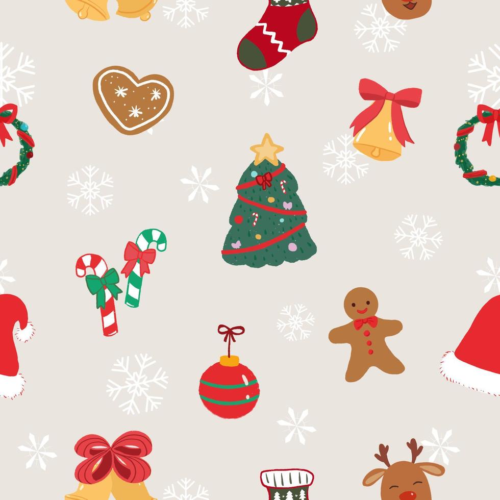 Seamless pattern with cozy cute Christmas elements vector
