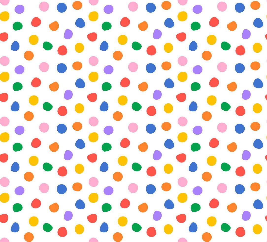 Colorful confetti polka dot seamless vector pattern. Blue, orange ...