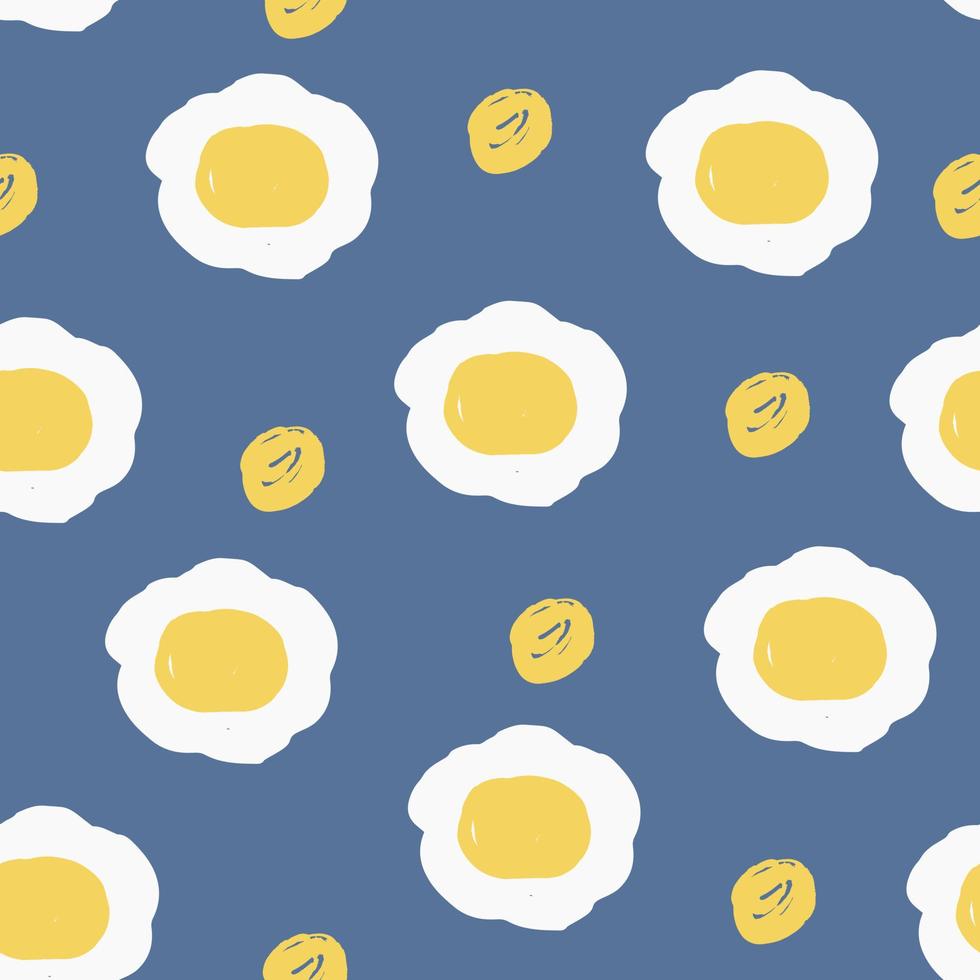 Pretty seamless floral pattern in trendy boho style. Hand drawn white chamomile or daisies on blue background. Cute flowers and round dots. For textiles, decoration, fabric, wrapping paper, packaging. vector