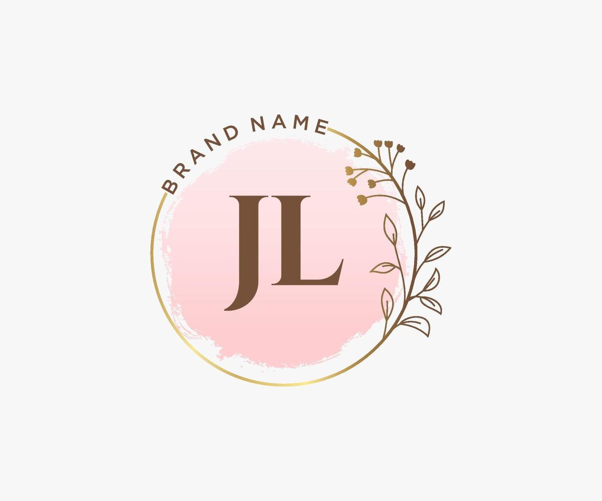 Initial JL feminine logo. Usable for Nature, Salon, Spa, Cosmetic and Beauty Logos. Flat Vector Logo Design Template Element.