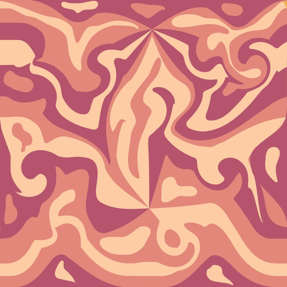 1970 Wavy Swirl Seamless Pattern in Orange and Pink Colors. Seventies Style, Groovy Background, Wallpaper vector