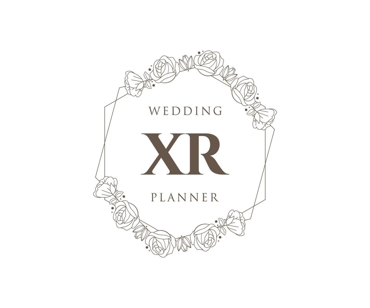 XR Initials letter Wedding monogram logos collection, hand drawn modern minimalistic and floral templates for Invitation cards, Save the Date, elegant identity for restaurant, boutique, cafe in vector