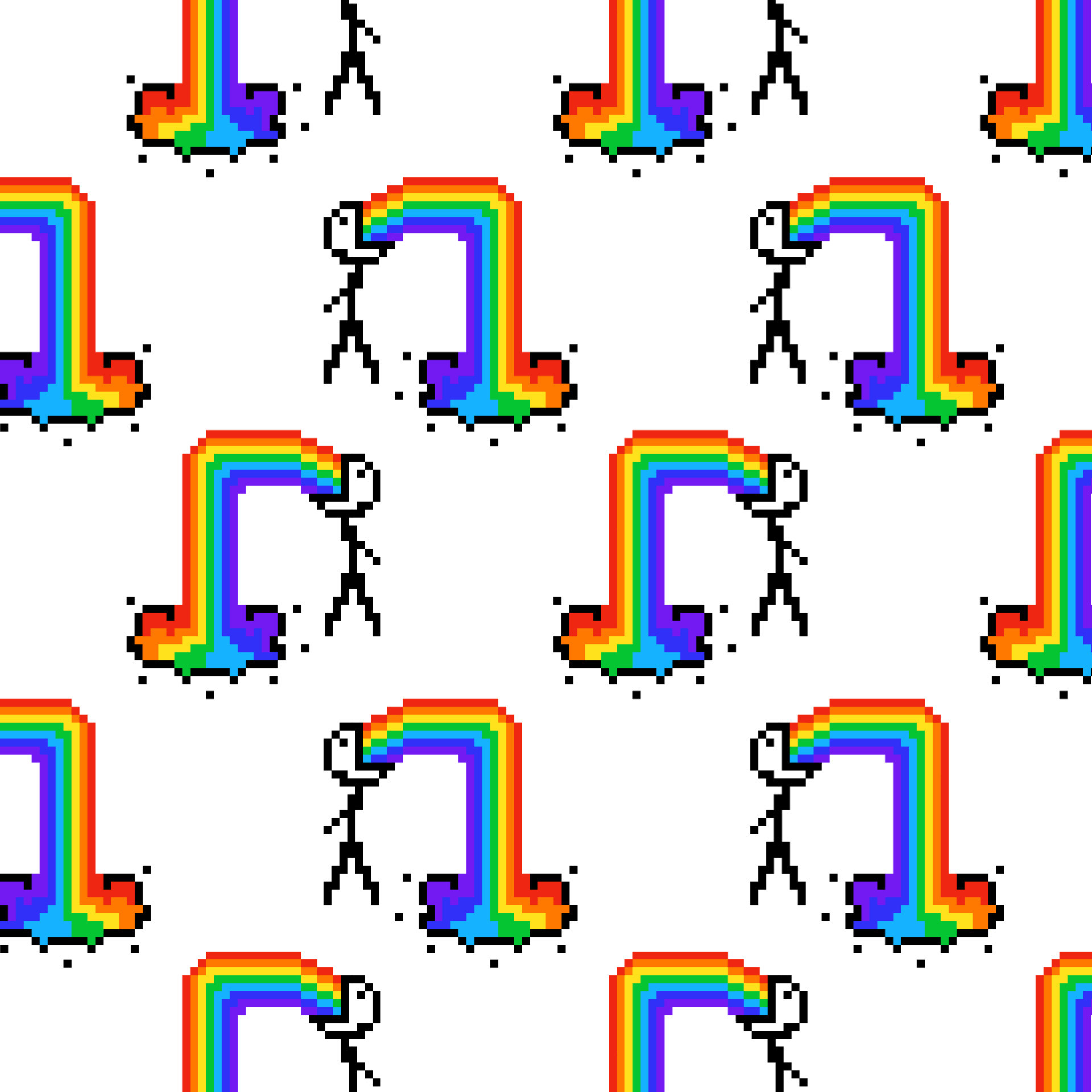 Sick guy puking rainbow. Seamless pattern background with 8 bit pixel