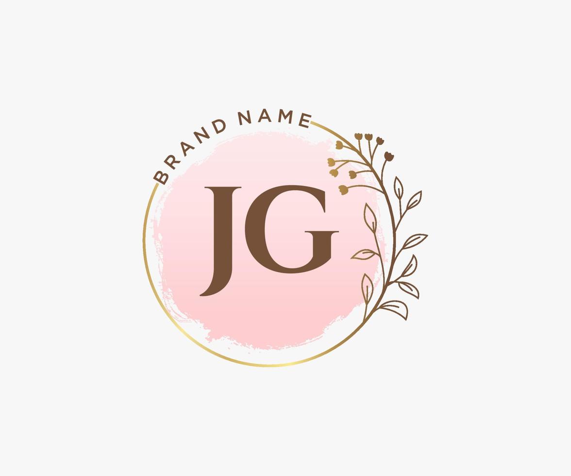 Initial JG feminine logo. Usable for Nature, Salon, Spa, Cosmetic and Beauty Logos. Flat Vector Logo Design Template Element.