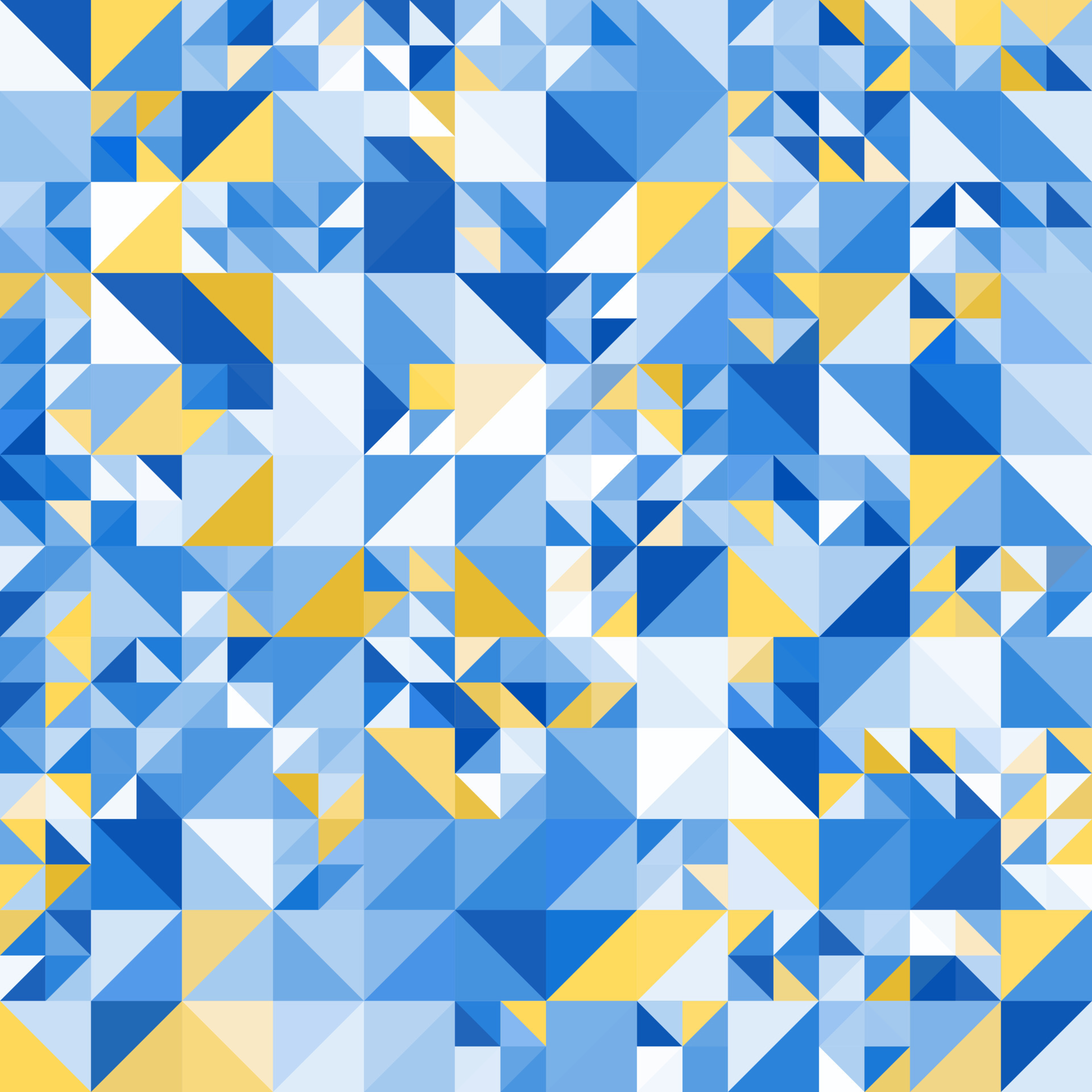 Trendy abstract geometric background with blue and yellow triangles