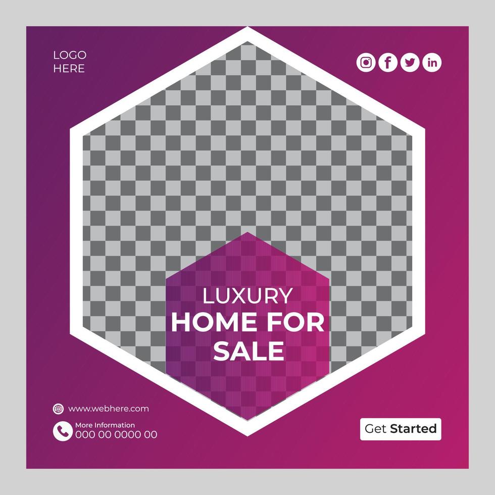 Real estate home for sale social media post vector