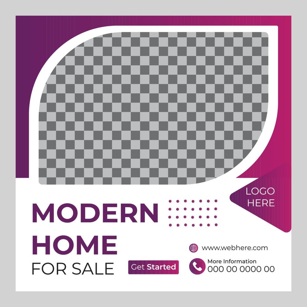 Real estate home for sale social media post vector