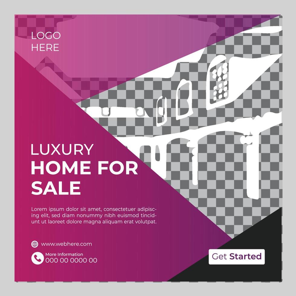 Real estate home for sale social media post vector
