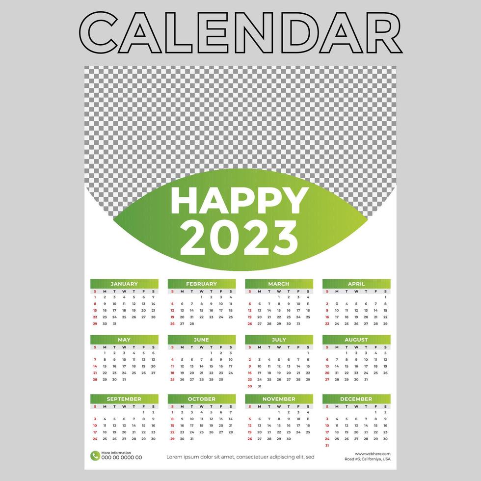 Wall Calender 2023 vector