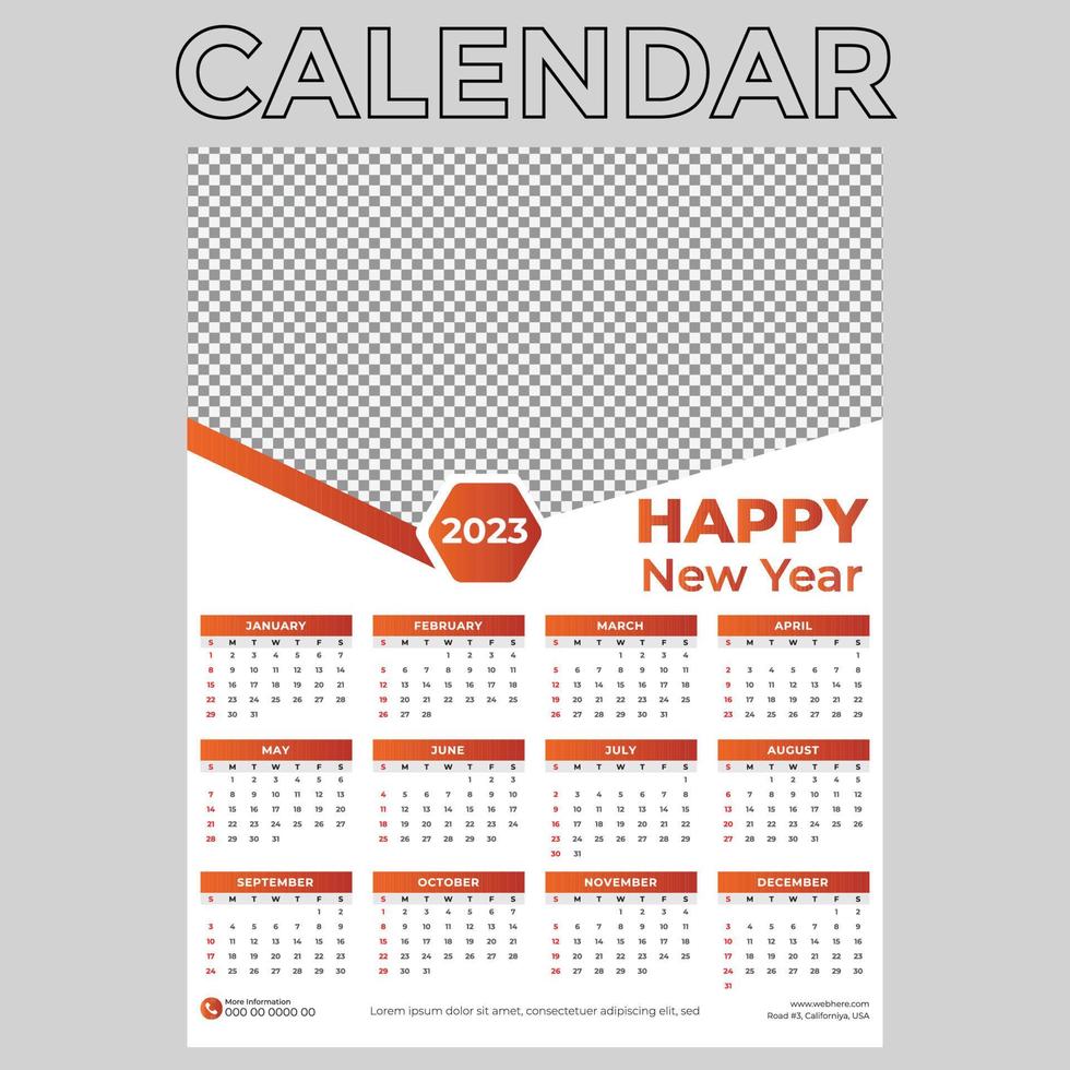 Wall Calender 2023 vector