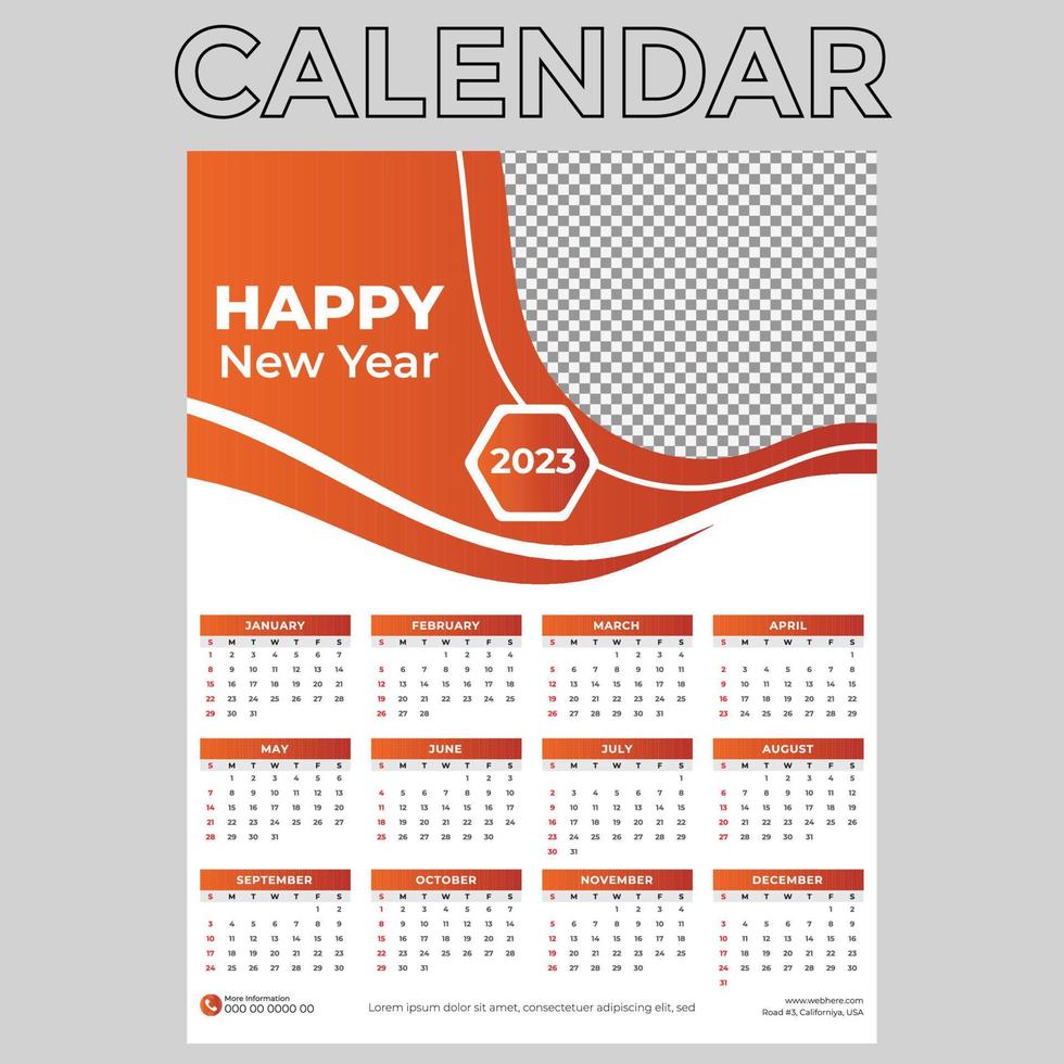 calendario de pared 2023 vector