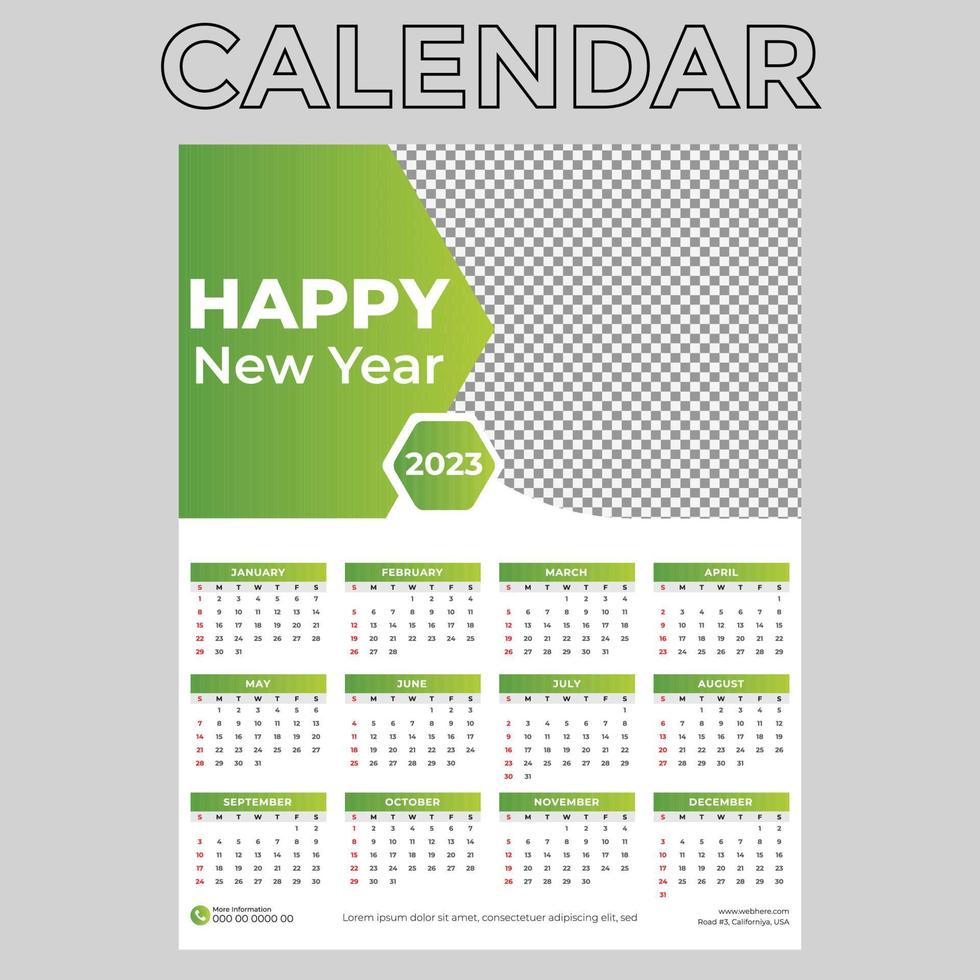 Wall Calender 2023 vector