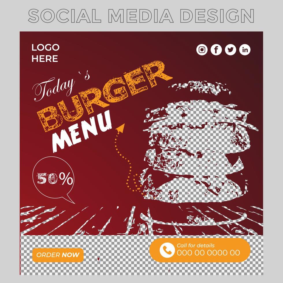 plantilla de banner de publicación de redes sociales de comida especial vector