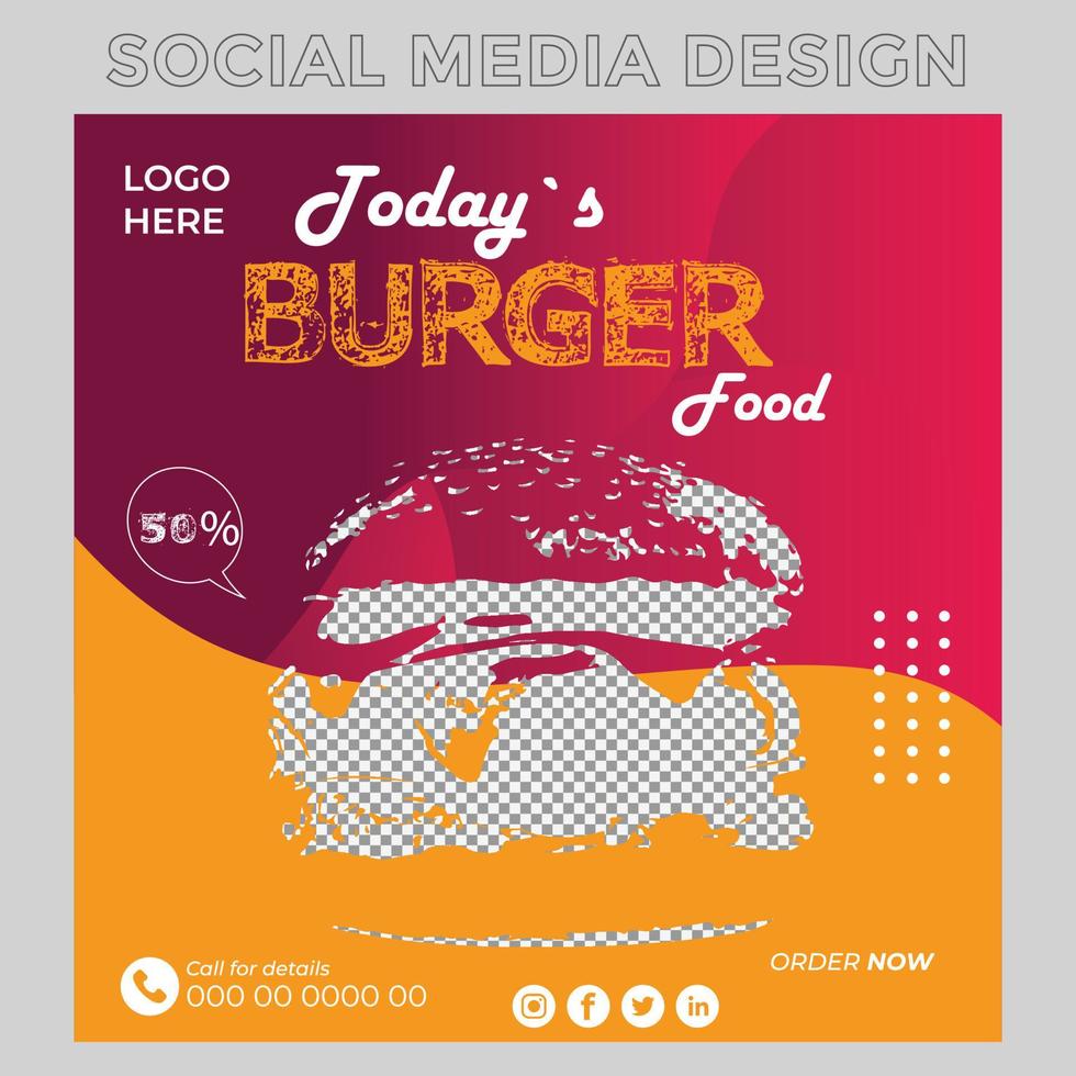 plantilla de banner de publicación de redes sociales de comida especial vector