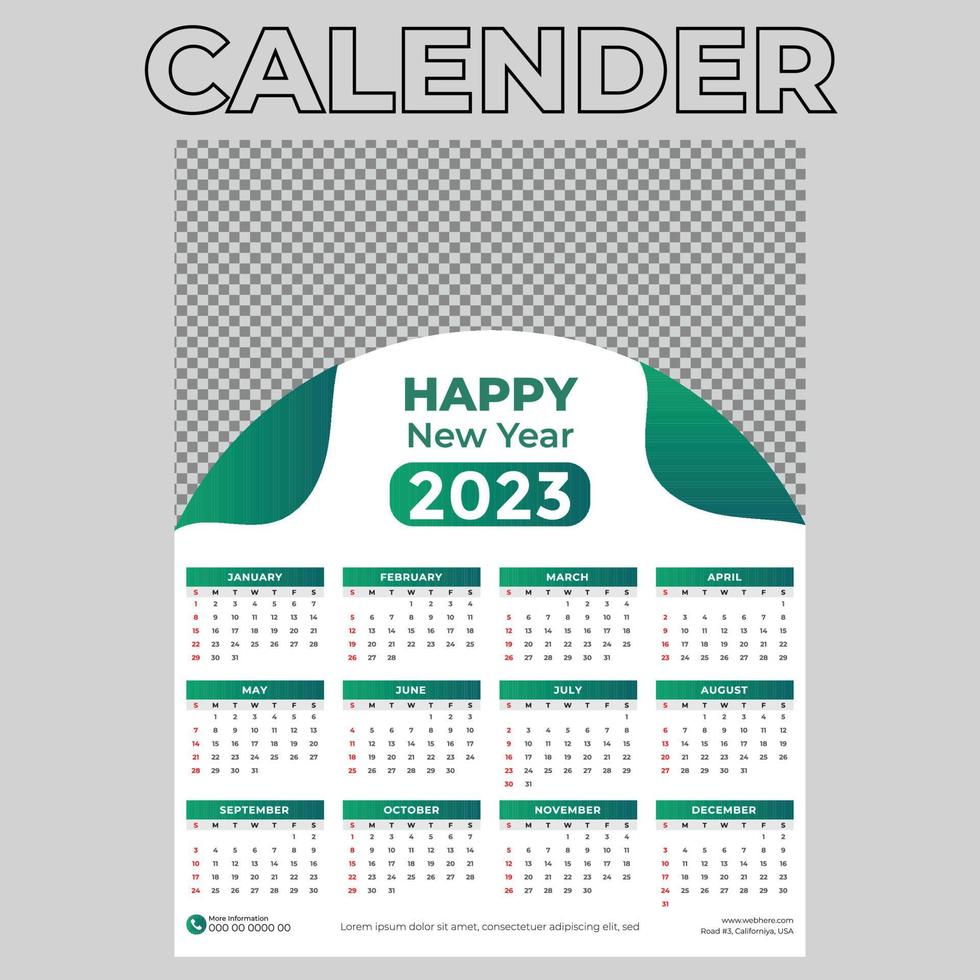Wall Calender 2023 vector