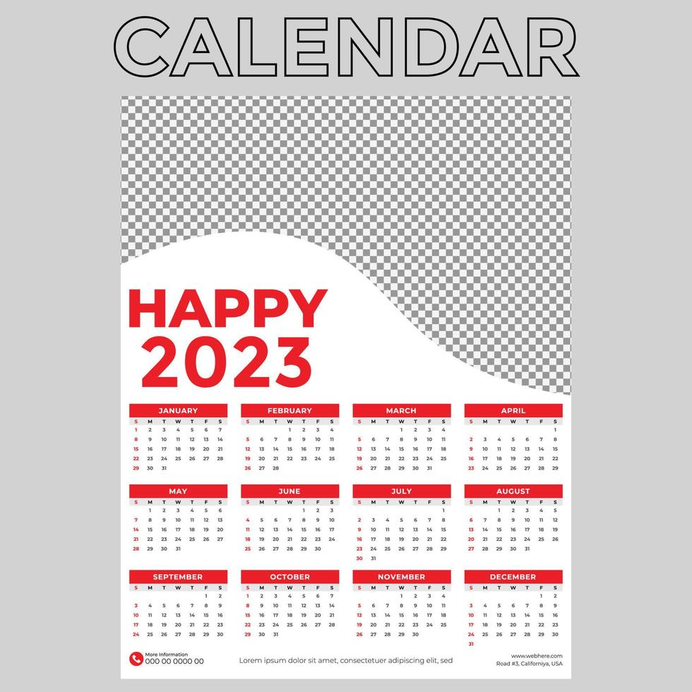 Wall Calender 2023 vector