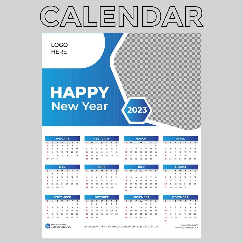 Wall Calender 2023 vector