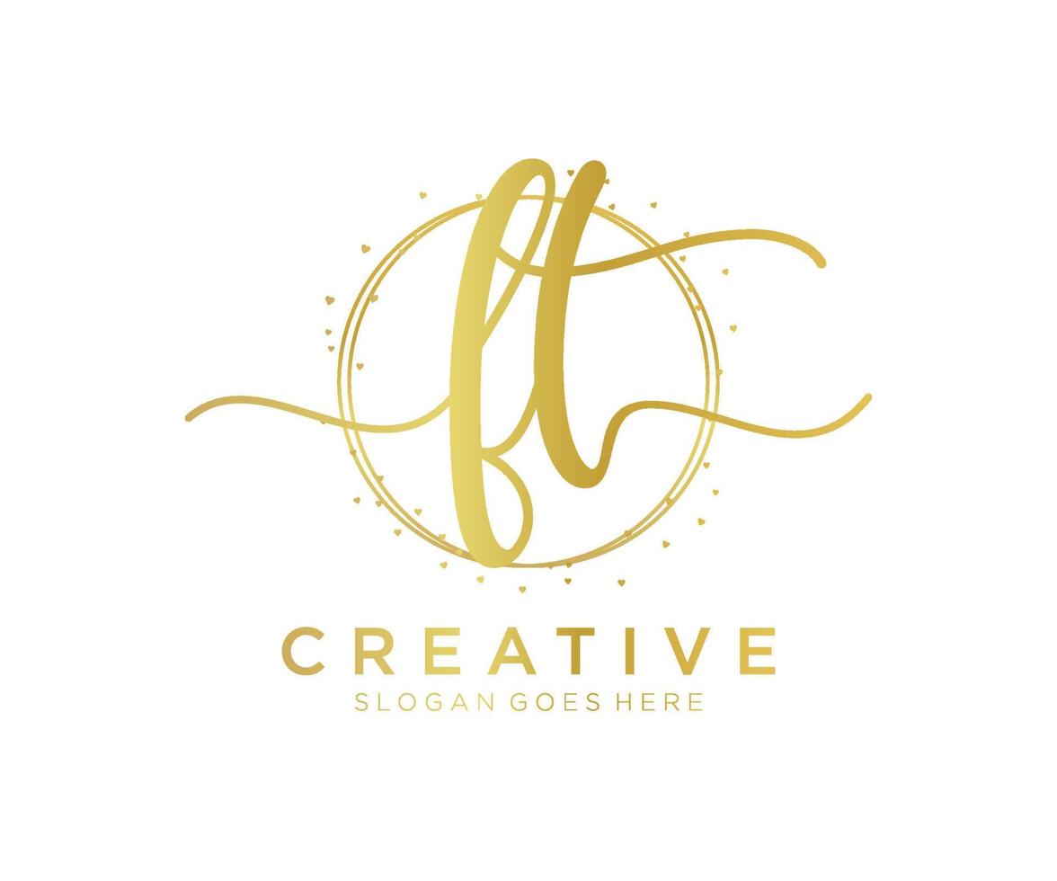 Initial FT feminine logo. Usable for Nature, Salon, Spa, Cosmetic and Beauty Logos. Flat Vector Logo Design Template Element.