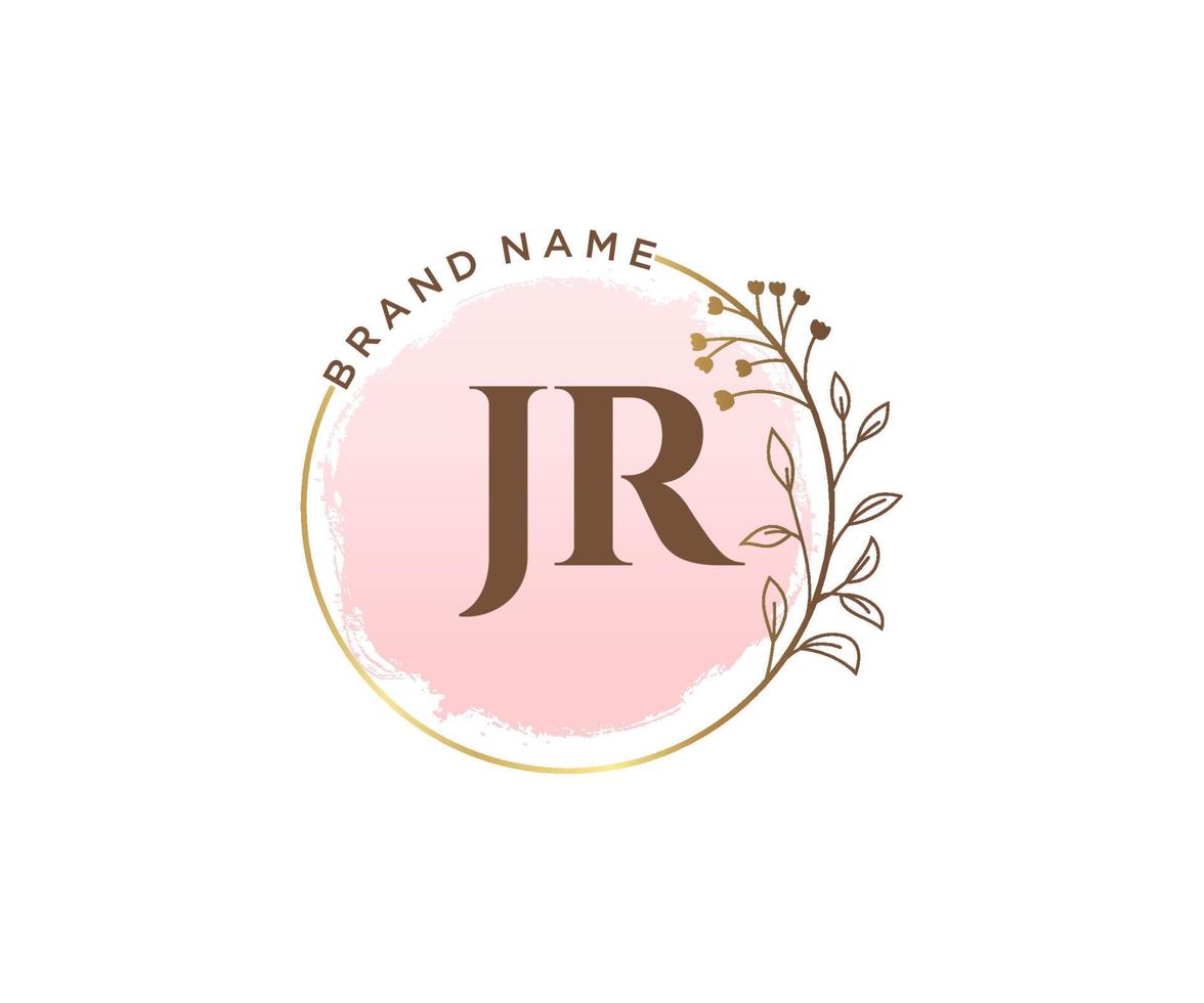 Initial JR feminine logo. Usable for Nature, Salon, Spa, Cosmetic and Beauty Logos. Flat Vector Logo Design Template Element.