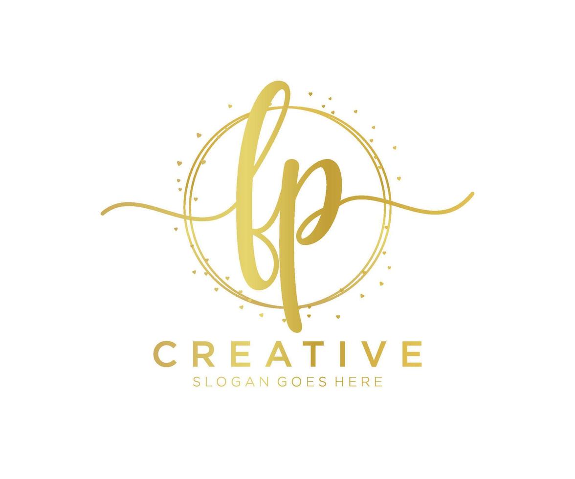 Initial FP feminine logo. Usable for Nature, Salon, Spa, Cosmetic and Beauty Logos. Flat Vector Logo Design Template Element.