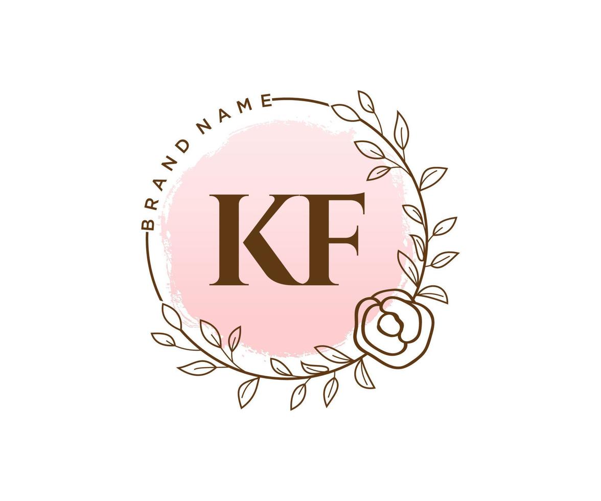 Initial KF feminine logo. Usable for Nature, Salon, Spa, Cosmetic and Beauty Logos. Flat Vector Logo Design Template Element.