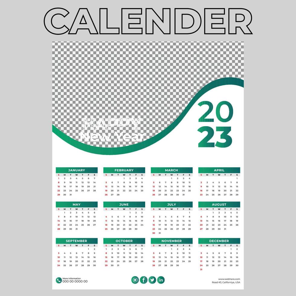 Wall Calender 2023 vector