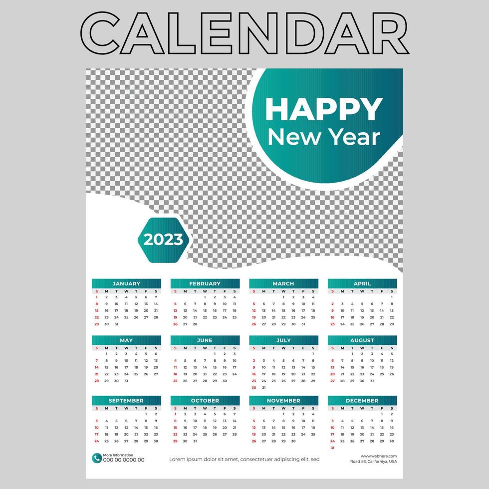 Wall Calender 2023 vector