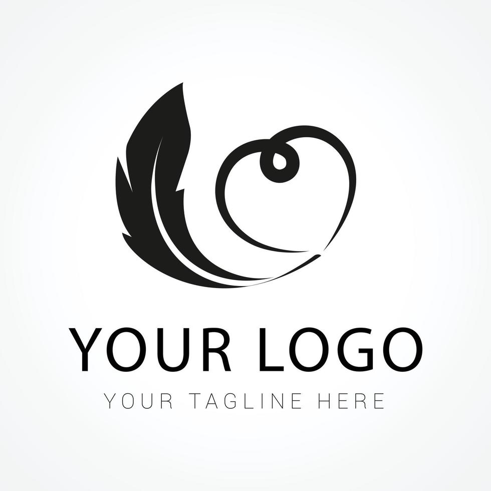 gradient quill pen logo template design vector