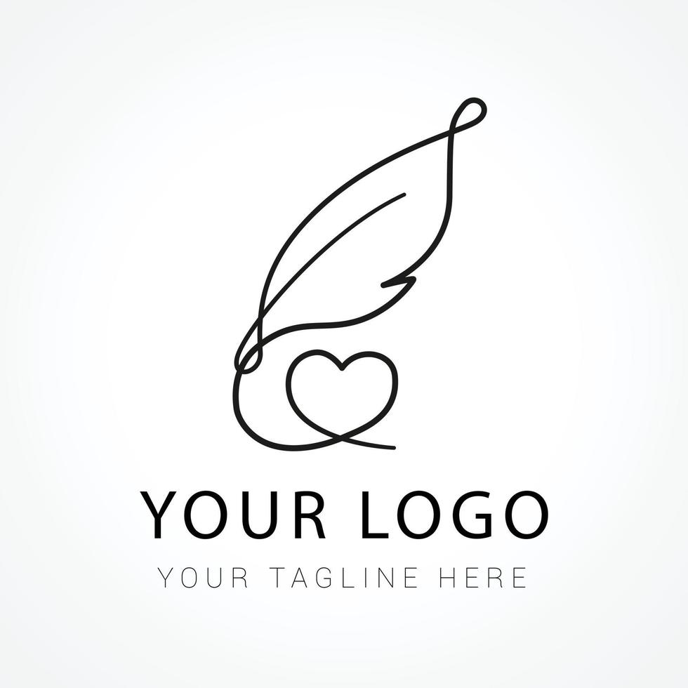 gradient quill pen logo template design vector