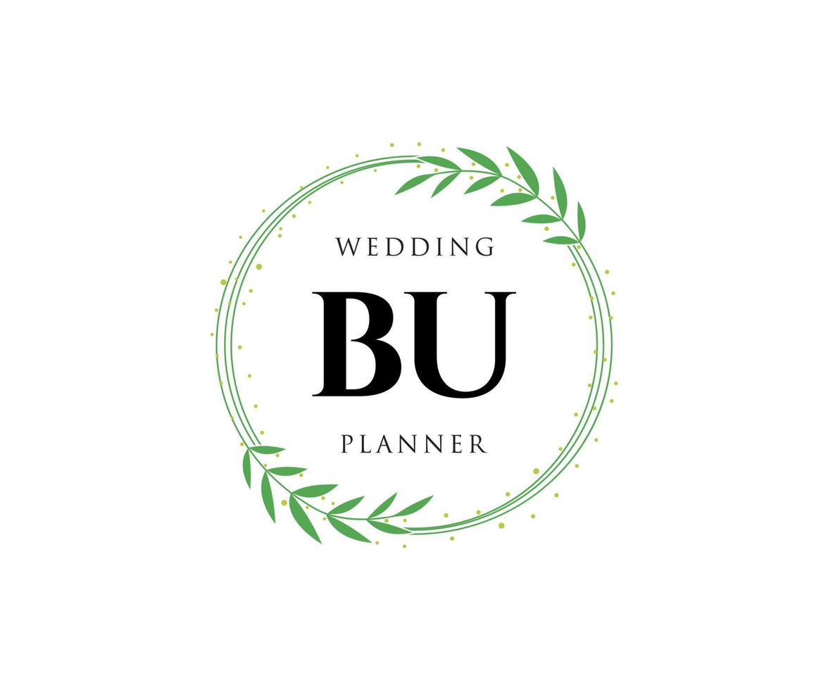 BU Initials letter Wedding monogram logos collection, hand drawn modern minimalistic and floral templates for Invitation cards, Save the Date, elegant identity for restaurant, boutique, cafe in vector