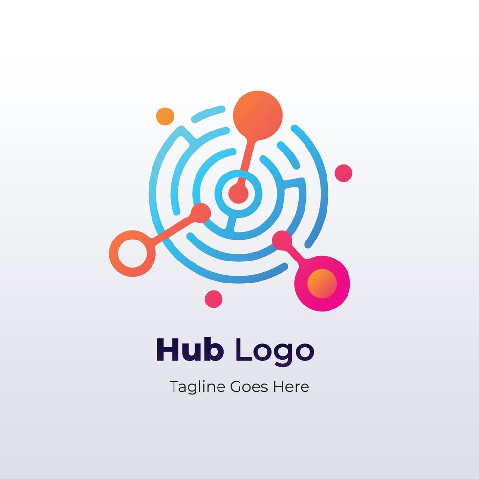 flat hub logo design template vector