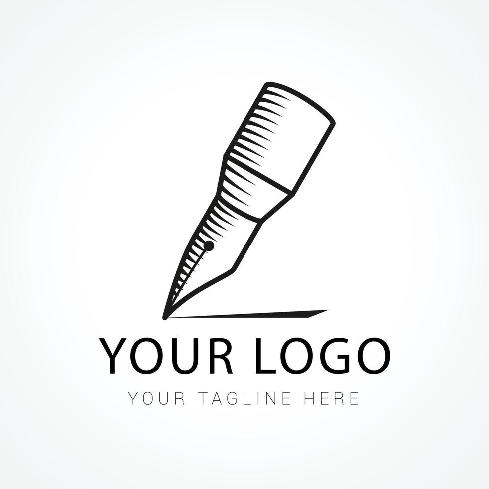 gradient quill pen logo template design vector