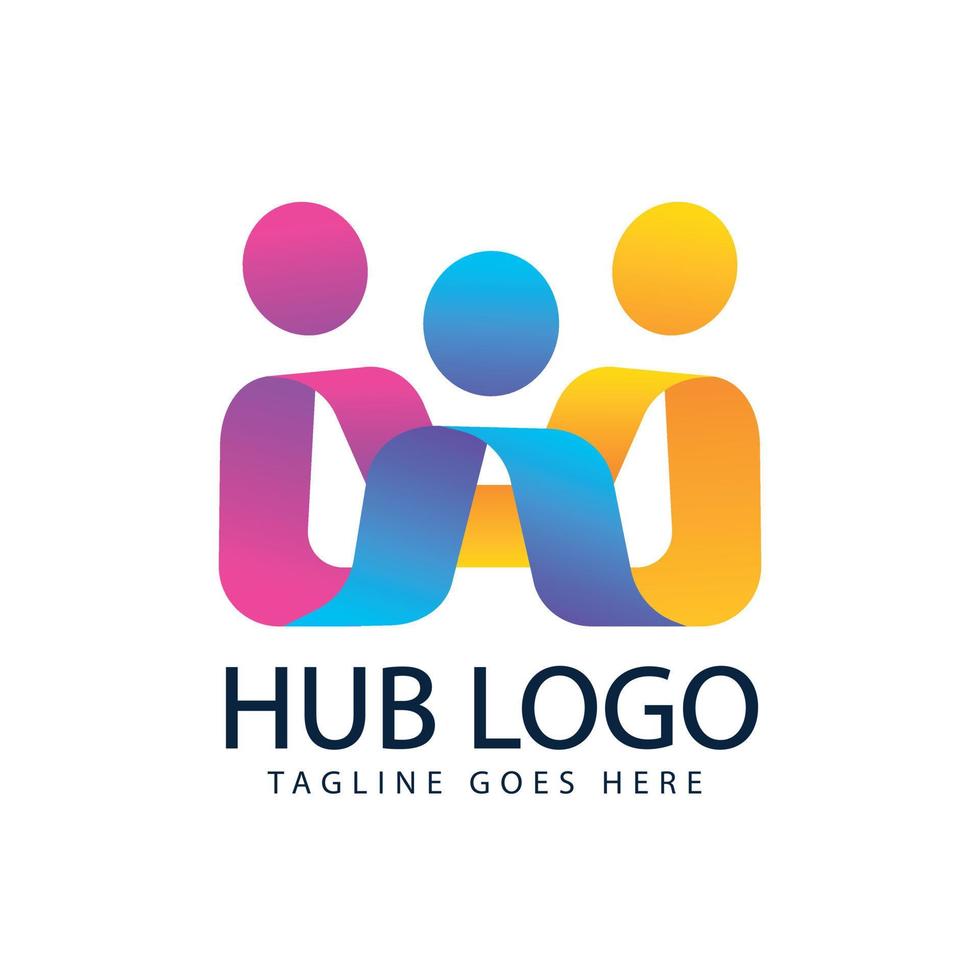 flat hub logo design template vector