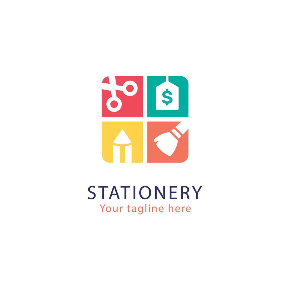 gradient stationery store design logo template vector