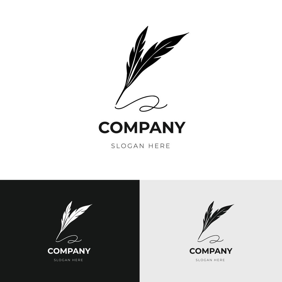 gradient quill pen logo template design vector