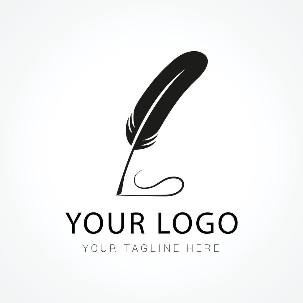 gradient quill pen logo template design vector
