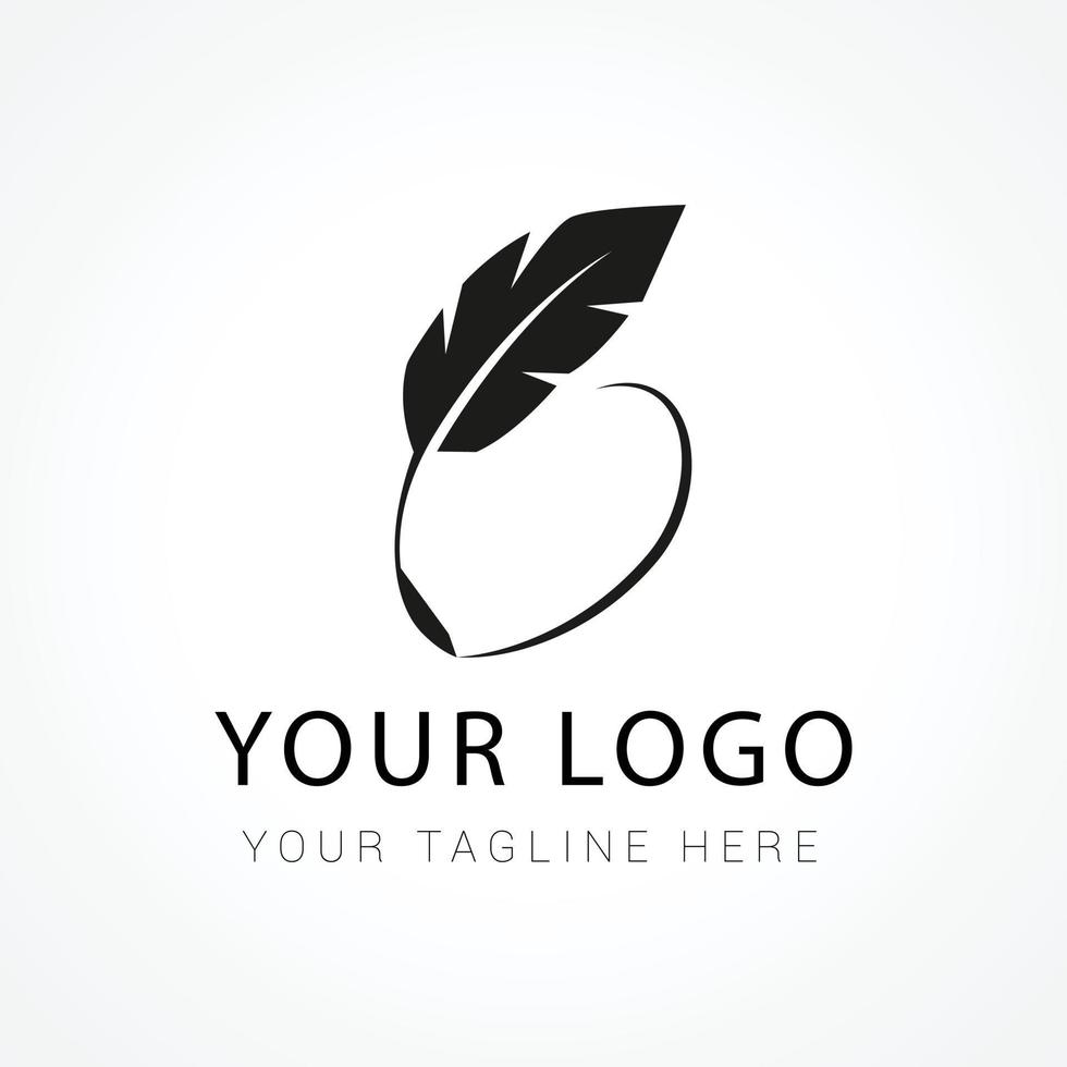gradient quill pen logo template design vector