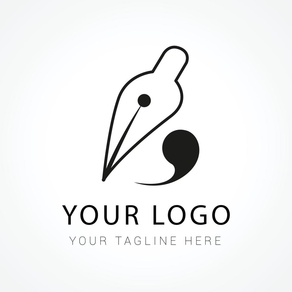 gradient quill pen logo template design vector