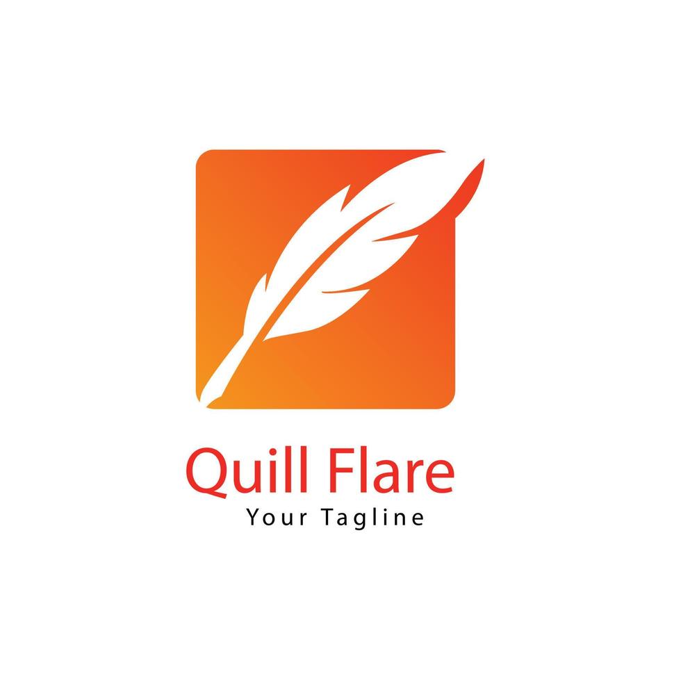 gradient quill pen logo template design vector