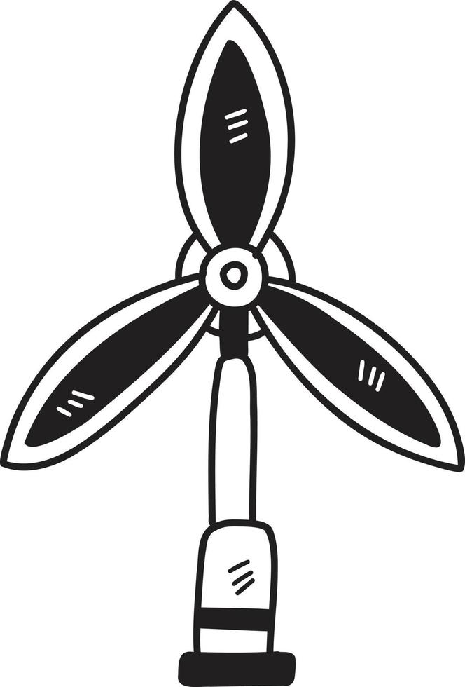 dibujado a mano ilustración de turbina de viento vector